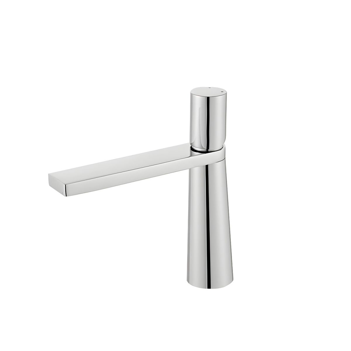 Thalruvne | Modern Cylindrical Silhouette Single Hole Bathroom Sink Tap with Rotary Knob