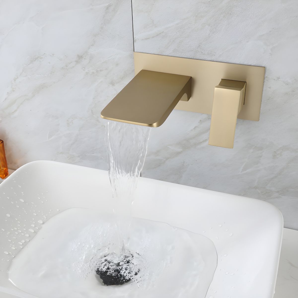 Luvarni | Modern Wall Mounted Square Profile Waterfall Bathroom Tap