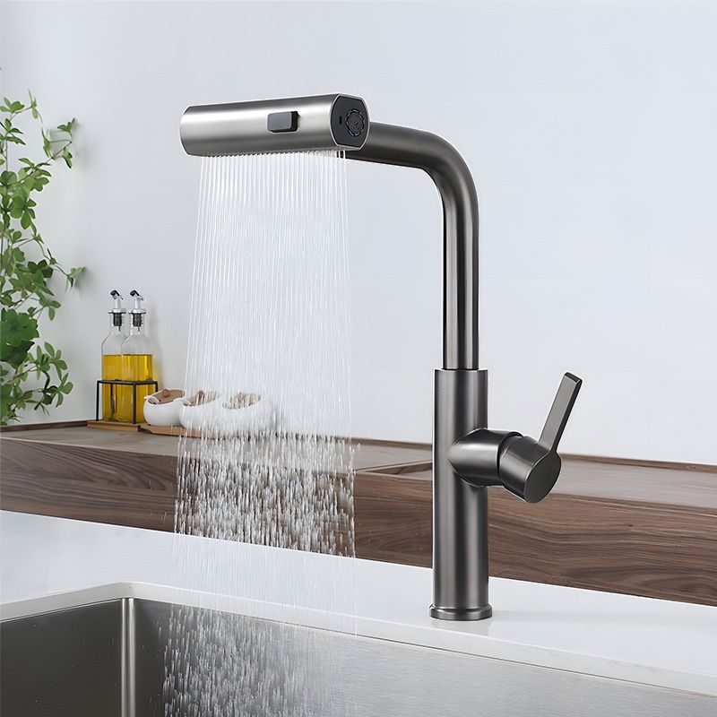 Kalsvane | Nordic L-Shaped Retractable Spout Kitchen Sink Mixer Tap