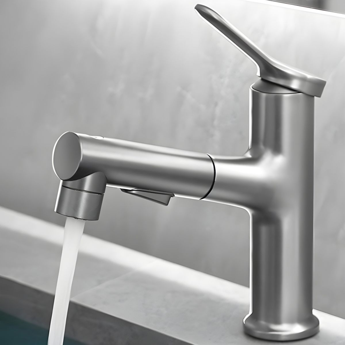 Kydross | Modern Cylindrical Single Lever Bathroom Basin Tap with Retractable Spout