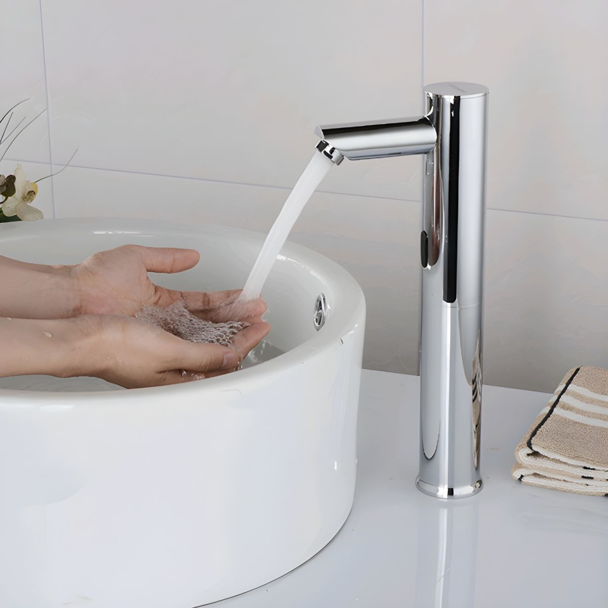 Strovic | Tall Modern Touchless Motion Sensor Vessel Bathroom Sink Tap