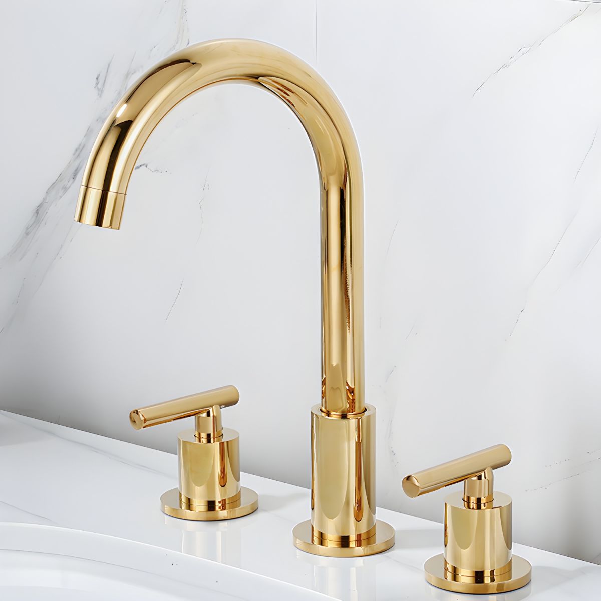 Sylvorne | Modern Tubular Profile Widespread Dual Lever Bathroom Sink Tap