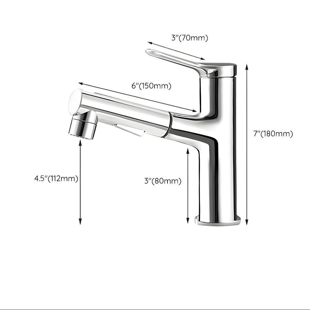Kydross | Modern Cylindrical Single Lever Bathroom Basin Tap with Retractable Spout