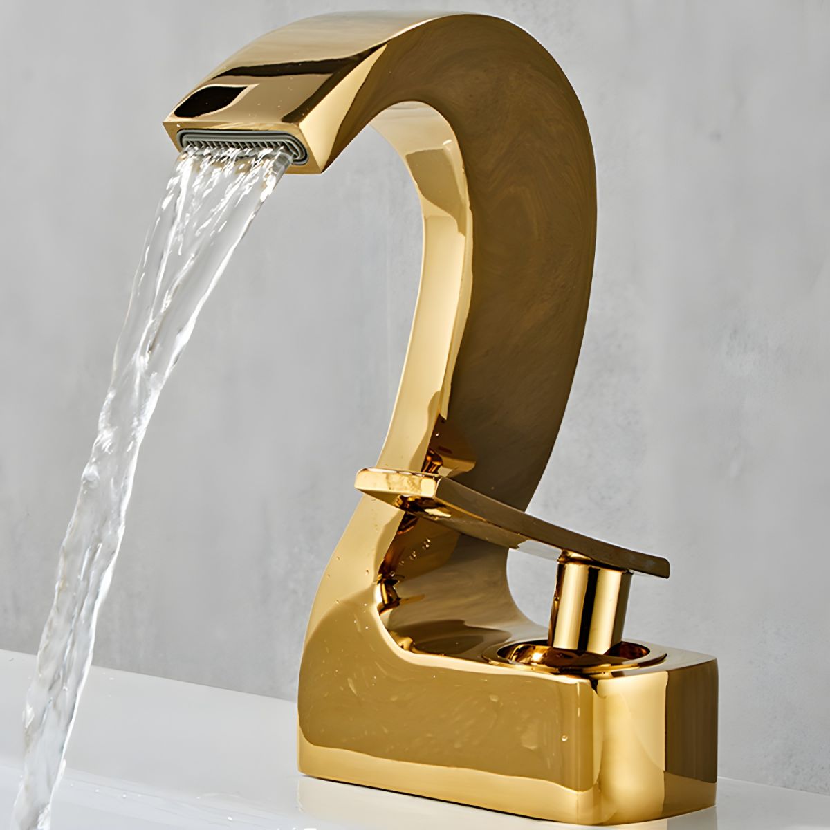 Sylvake | Modern Arched Silhouette Centerset Lever Handle Bathroom Sink Tap
