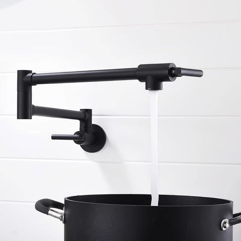 Oksvane | Wall Mounted Folding Arm Dual Lever Pot Filler Kitchen Tap