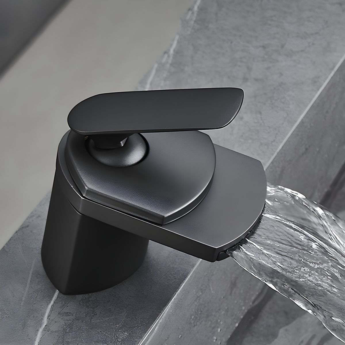 Kystrune | Modern Sloped Silhouette Waterfall Bathroom Sink Tap