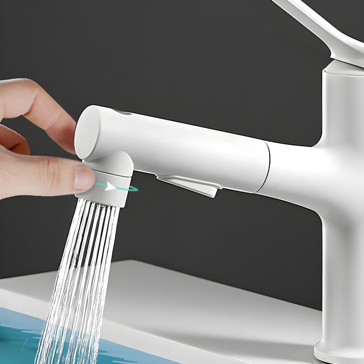 Kydross | Modern Cylindrical Single Lever Bathroom Basin Tap with Retractable Spout