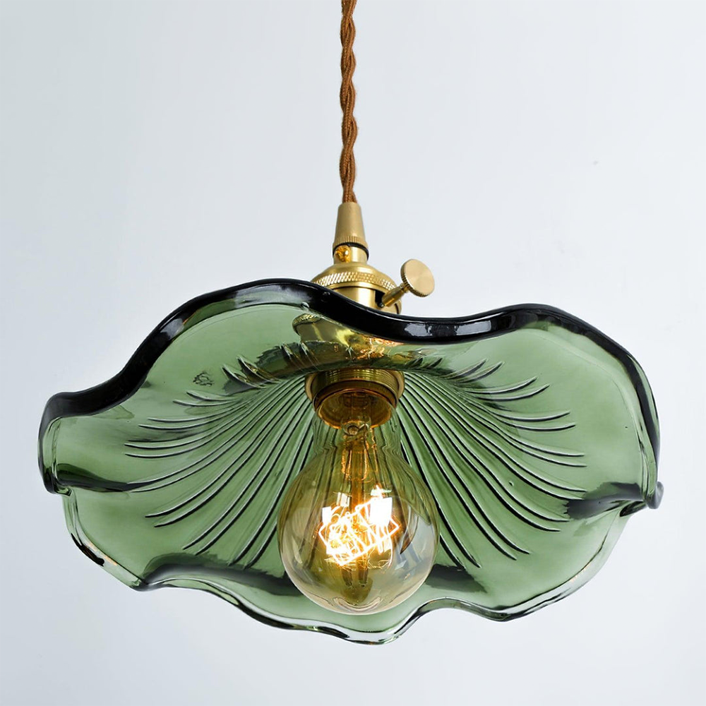 Floria | Elegant Hibiscus Flower Shaped Fluted Glass Pendant Light