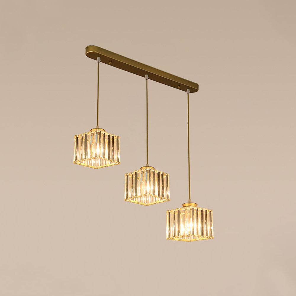 Cubica | Contemporary Multi-Light Metal And Crystal Prism Pendant Light