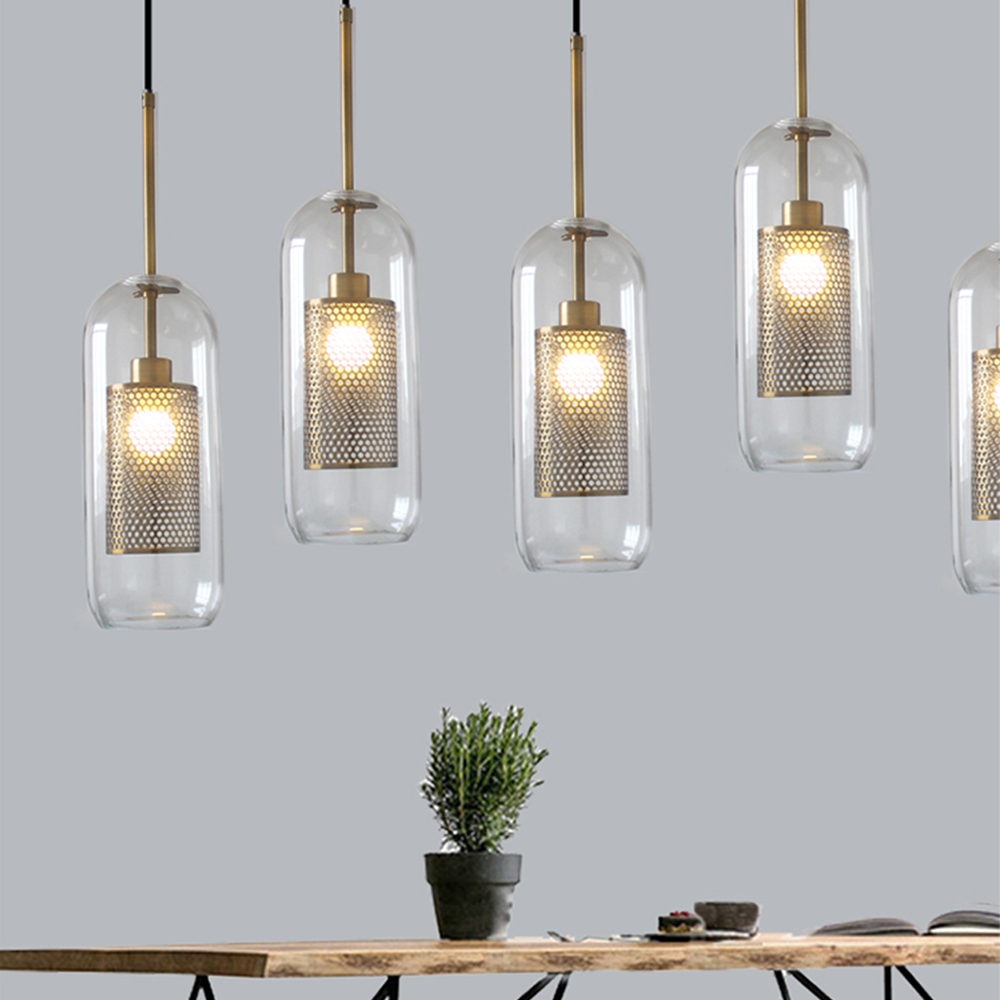 Cylura | Modern Clear Glass And Perforated Inner Lamp Pendant Light