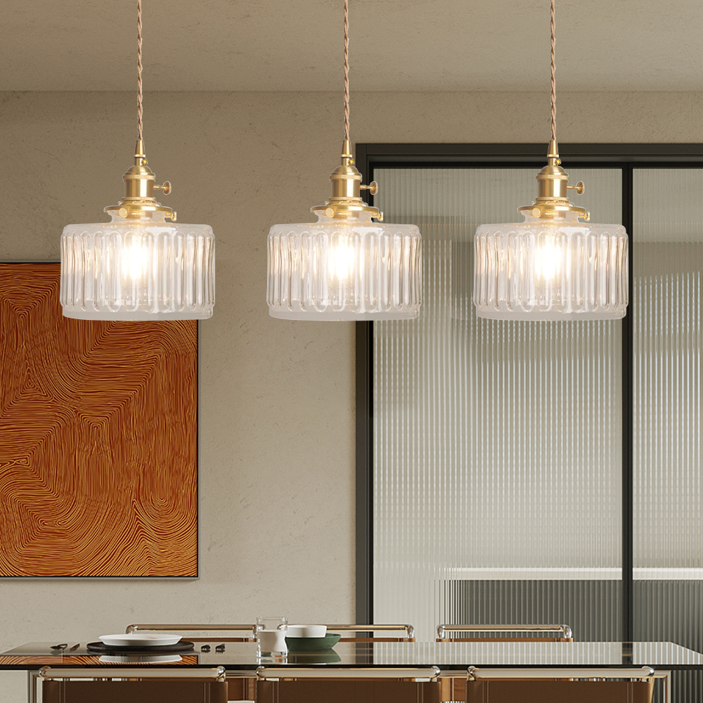 Viridis | Retro Textured Glass Cylinder Pendant Light
