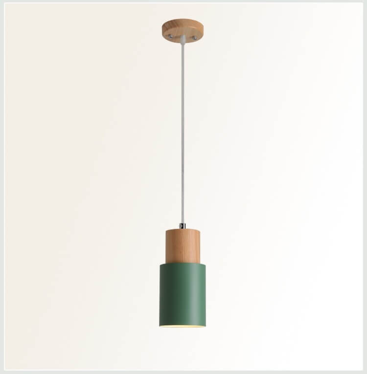 Zeralyon | Nordic Cylindrical Wood and Metal Pendant Light