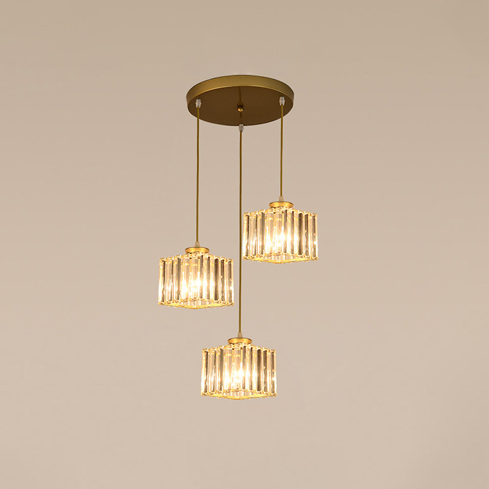 Cubica | Contemporary Multi-Light Metal And Crystal Prism Pendant Light