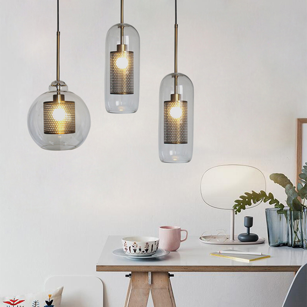 Cylura | Modern Clear Glass And Perforated Inner Lamp Pendant Light