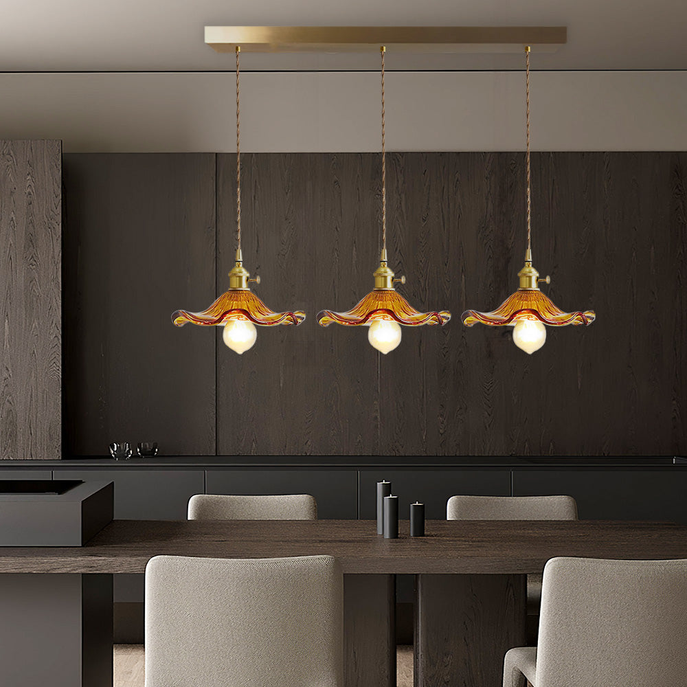 Floria | Elegant Hibiscus Flower Shaped Fluted Glass Pendant Light