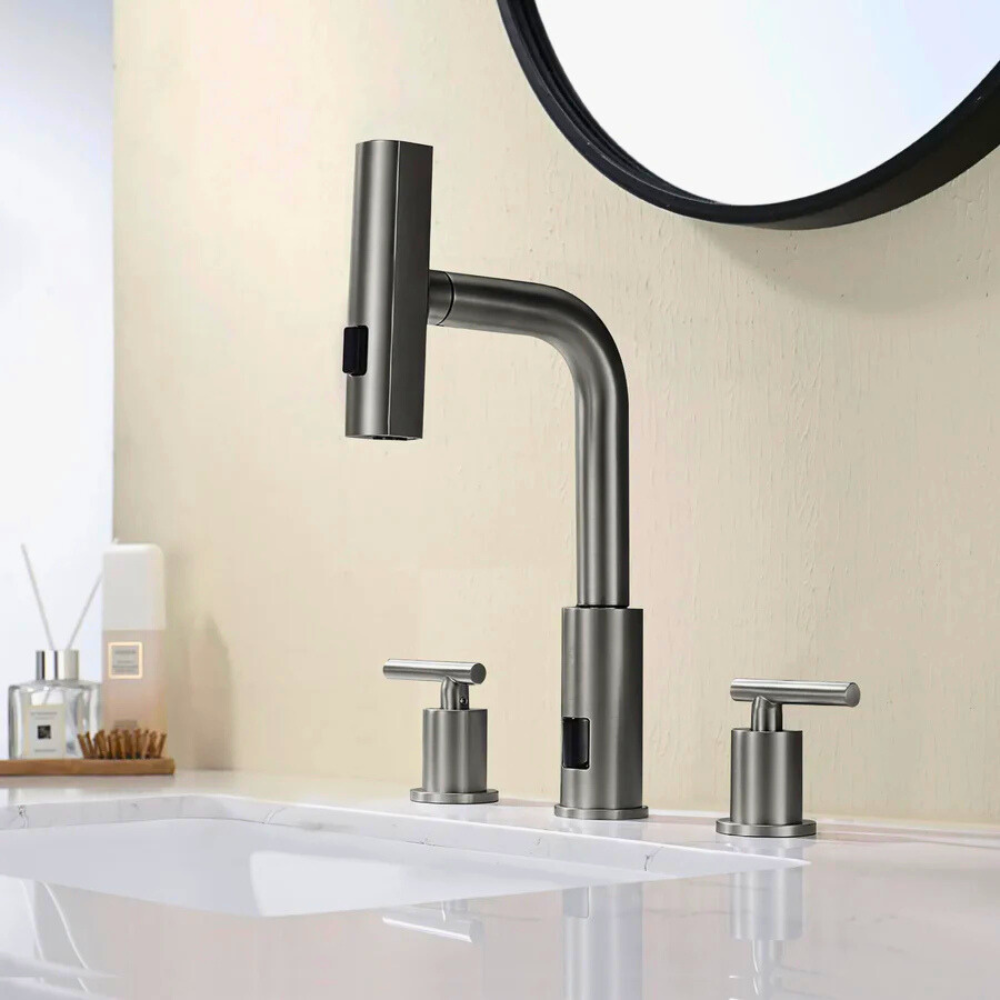 Lunaris | Dual Handle Smart Bathroom Tap With Pull Out Sprayer