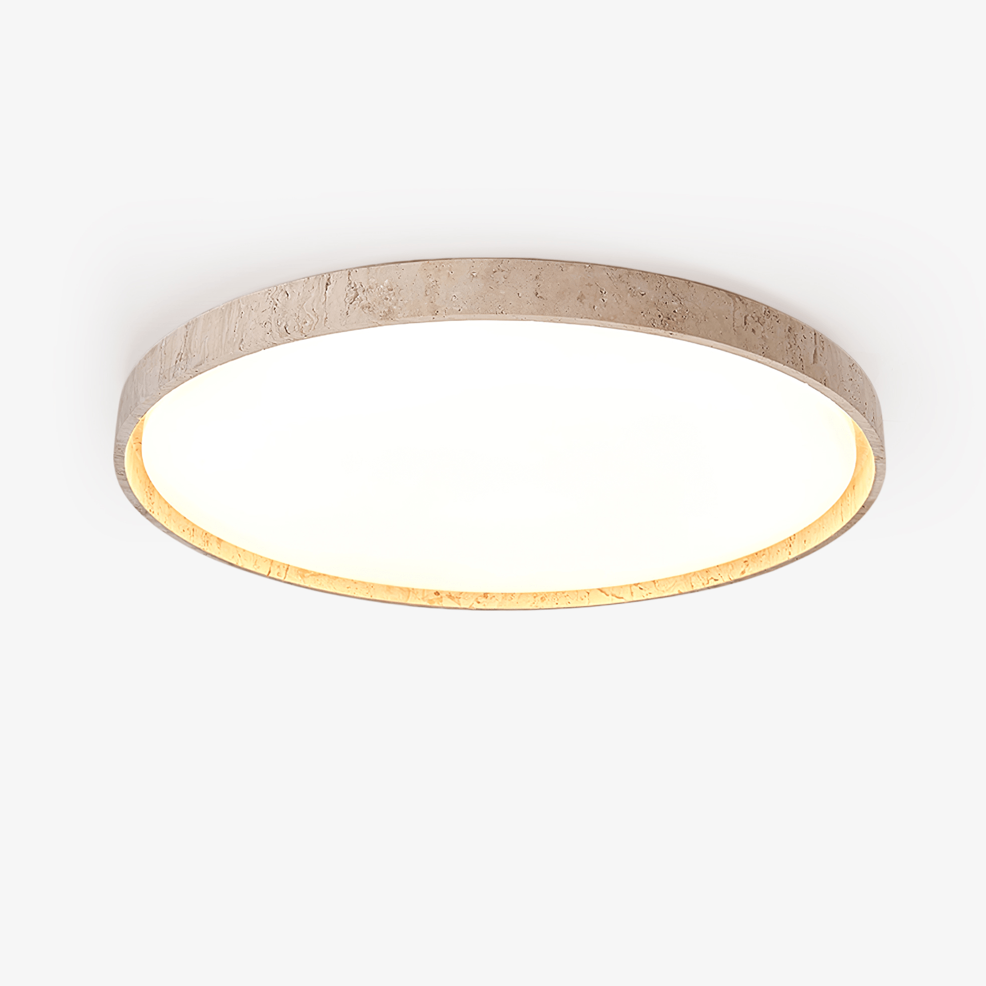 Aeristhos | Minimalist Hand Carved Round Travertine Stone Ceiling Light