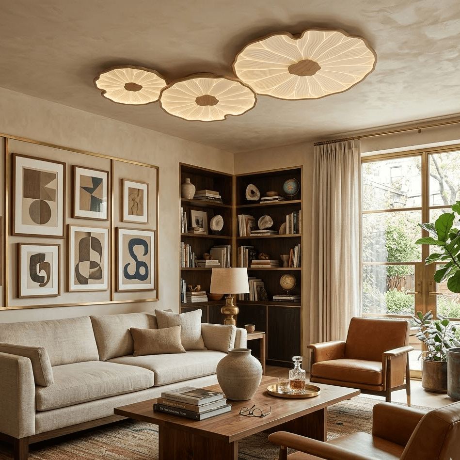 Zoltaria | Organic Curved Leaf Petal Flush Mount Ceiling Light