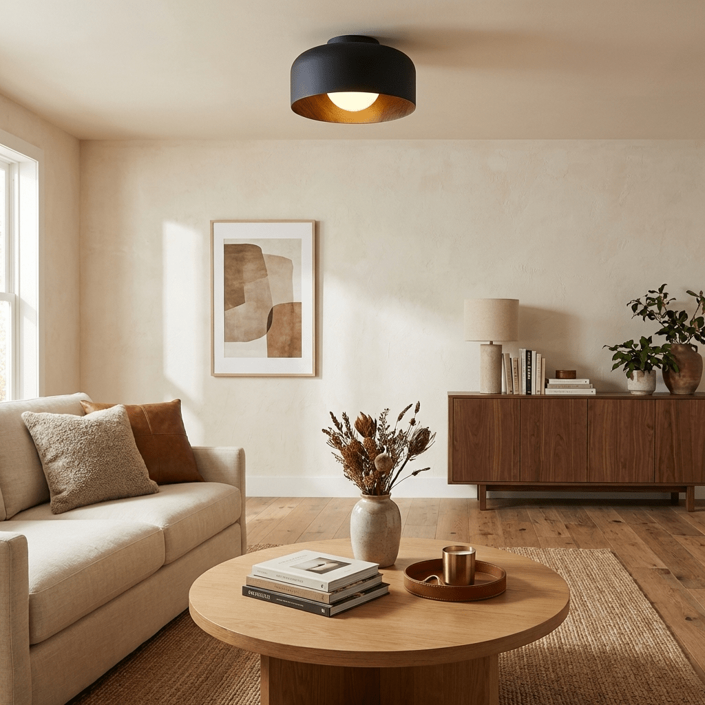 Vervante | Architectural Curved Wood Grain Textured Ceiling Light
