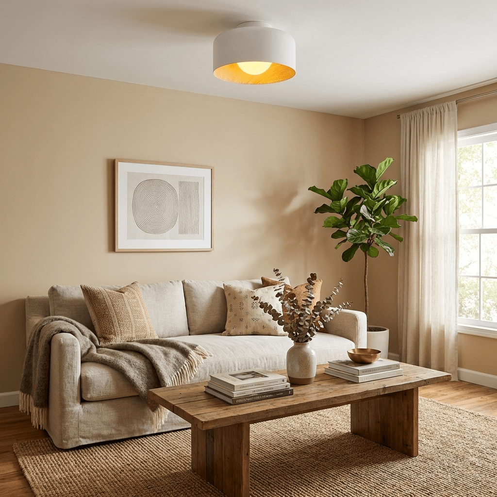 Vervante | Architectural Curved Wood Grain Textured Ceiling Light