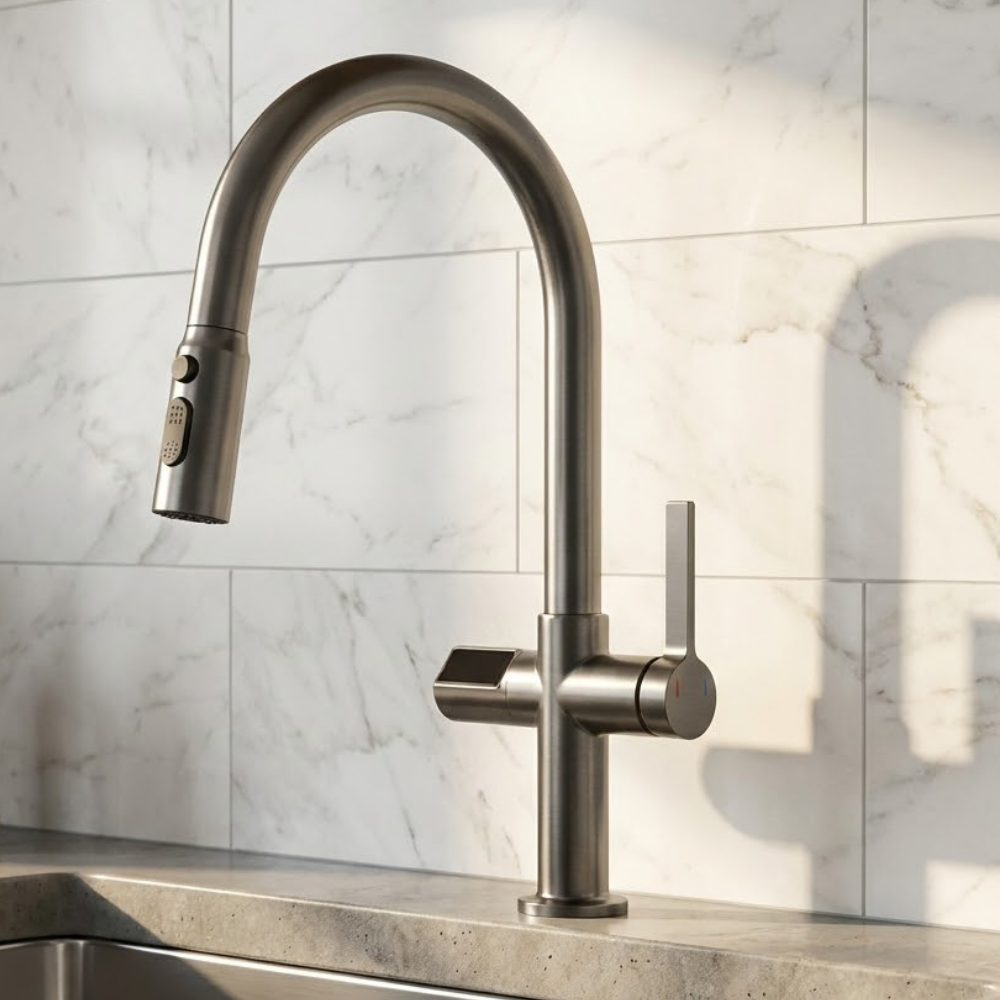 Kineti | Touchless Smart Basin Mixer Kitchen Tap with Pull Down Sprayer