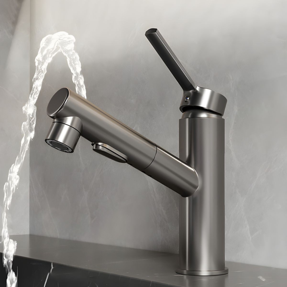 Oksvalah | Modern Geometric Column Profile Bathroom Sink Tap
