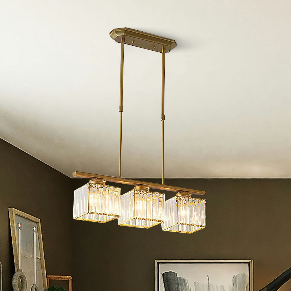 Claris | Nordic Multi Head Linear Ribbed Glass Chandelier