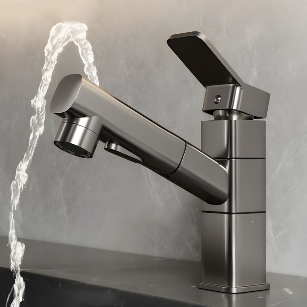 Oksvalah | Modern Geometric Column Profile Bathroom Sink Tap