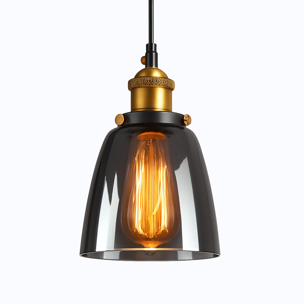 Velryth | Vintage Smoked Glass Pendant Light With Curved Silhouette