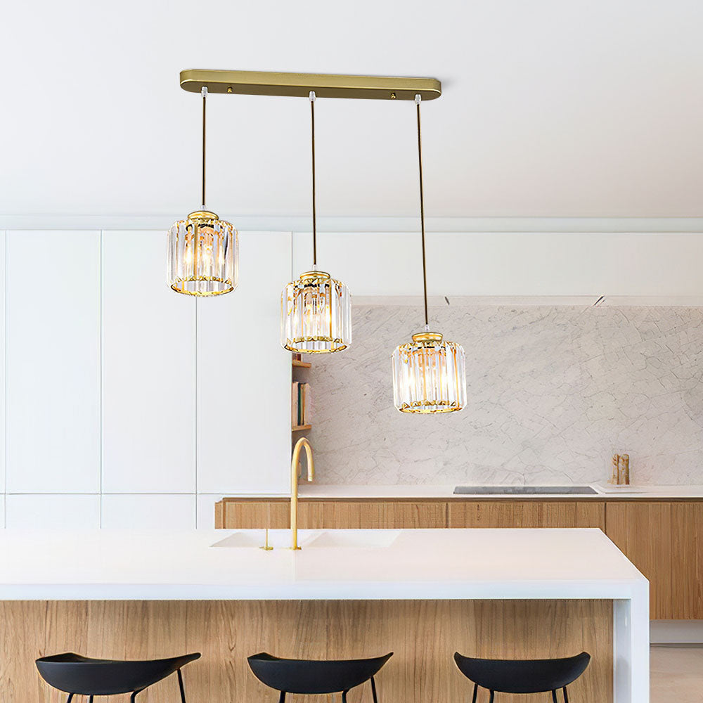 Cubica | Contemporary Multi-Light Metal And Crystal Prism Pendant Light