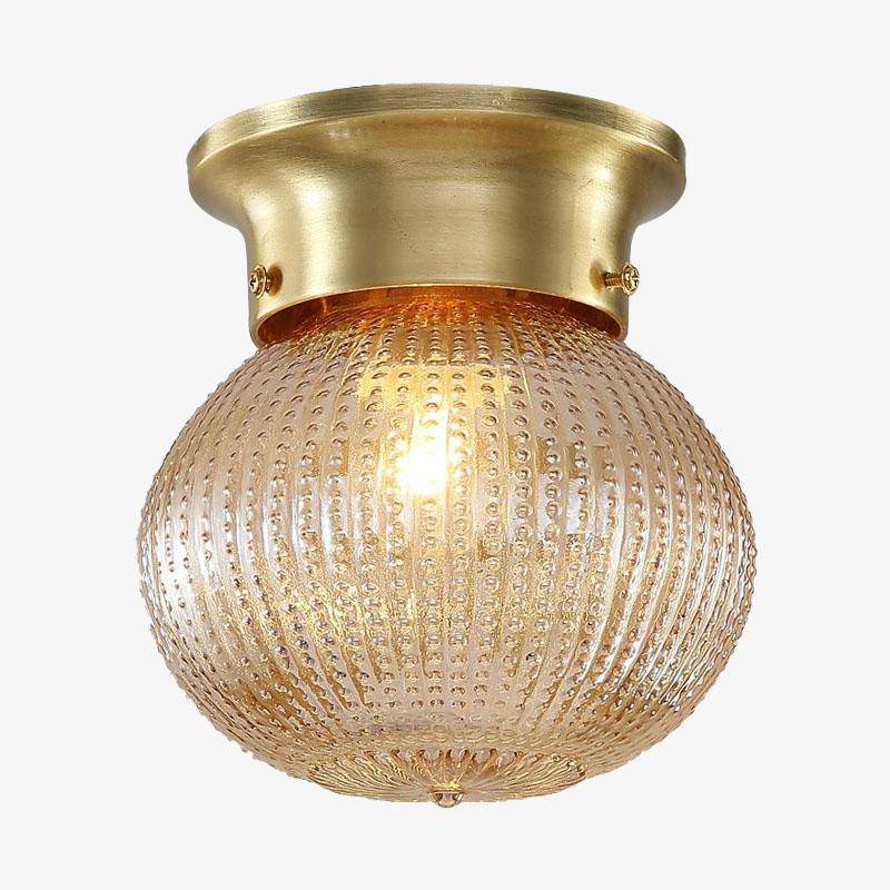 Belthrin | Amber Glass Rounded Profile Flush Ceiling Light