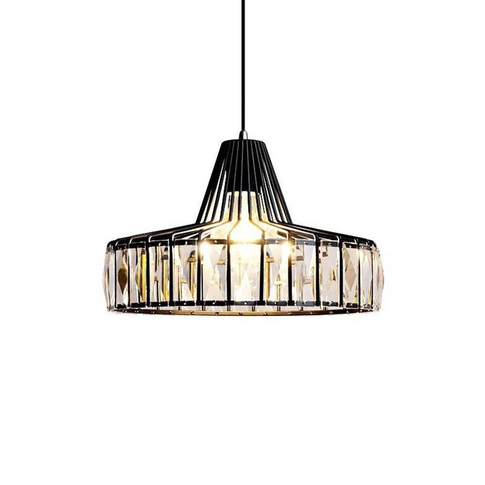 Obsidia | Sleek Iron Frame Crystal Pendant Light