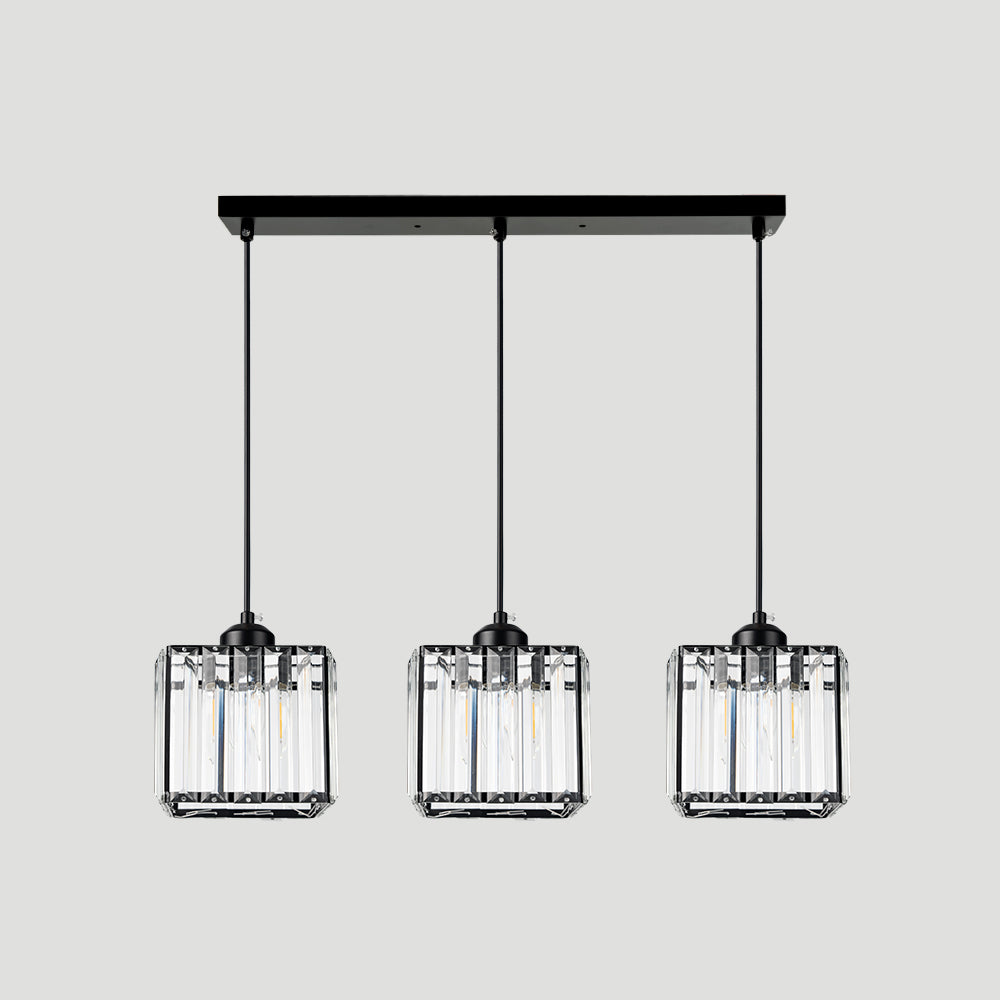 Cubica | Contemporary Multi-Light Metal And Crystal Prism Pendant Light