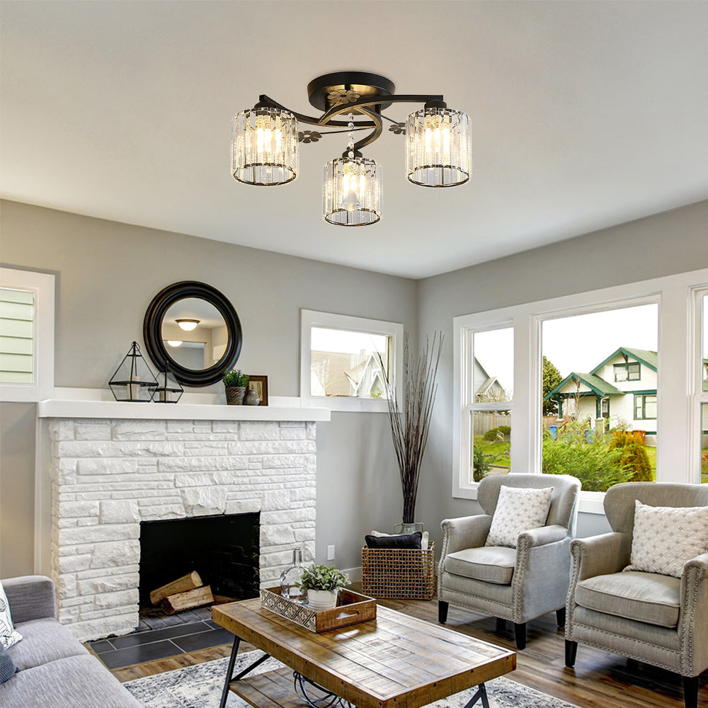 Celestia | Luxury Crystal Cylinder Semi Flush Ceiling Light