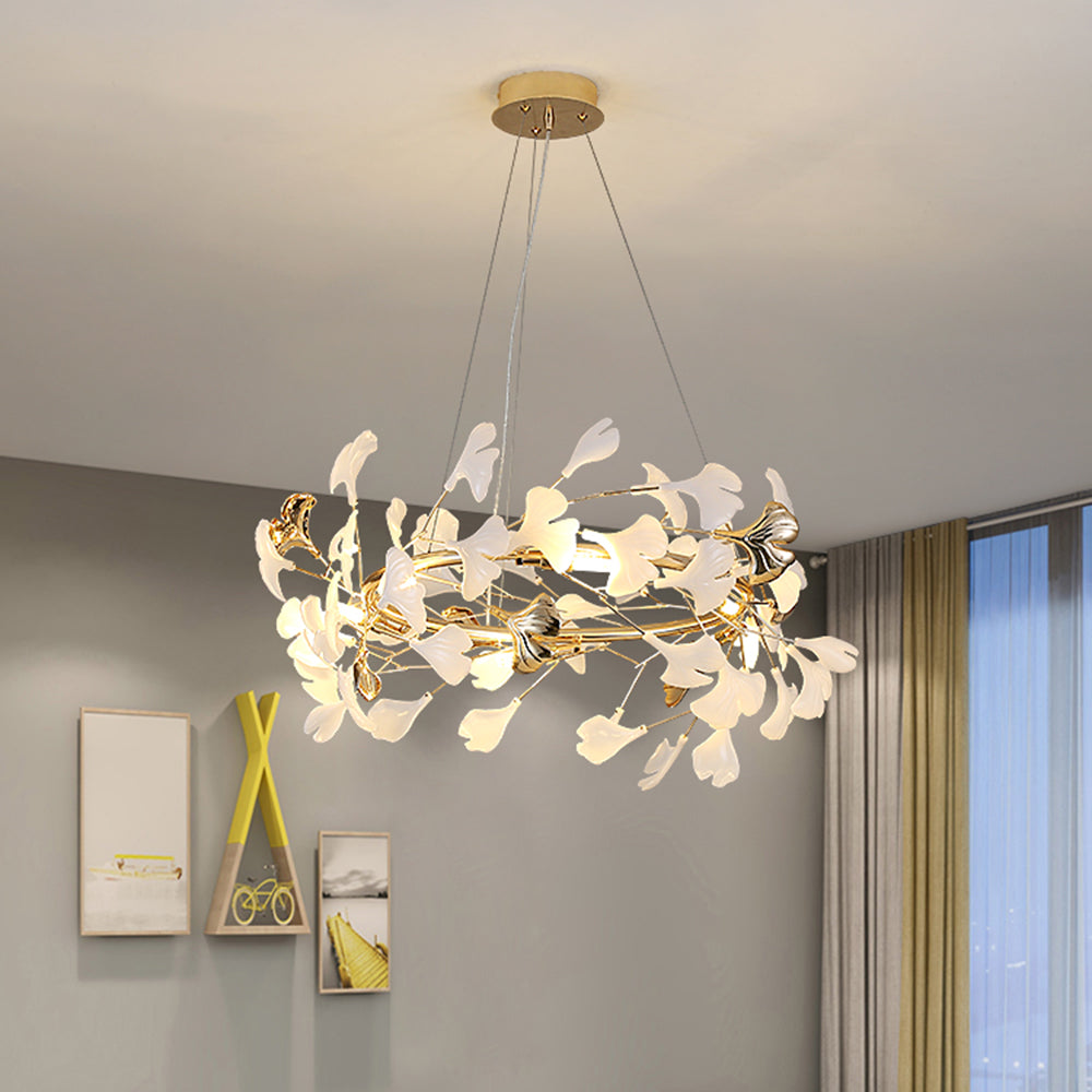 Aelora | Leaf Silhouette Ceramic Petal Modern Chandelier
