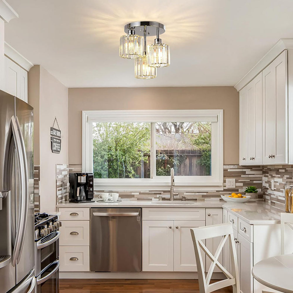 Luminera | Elegant Crystal Glass Semi Flush Ceiling Light