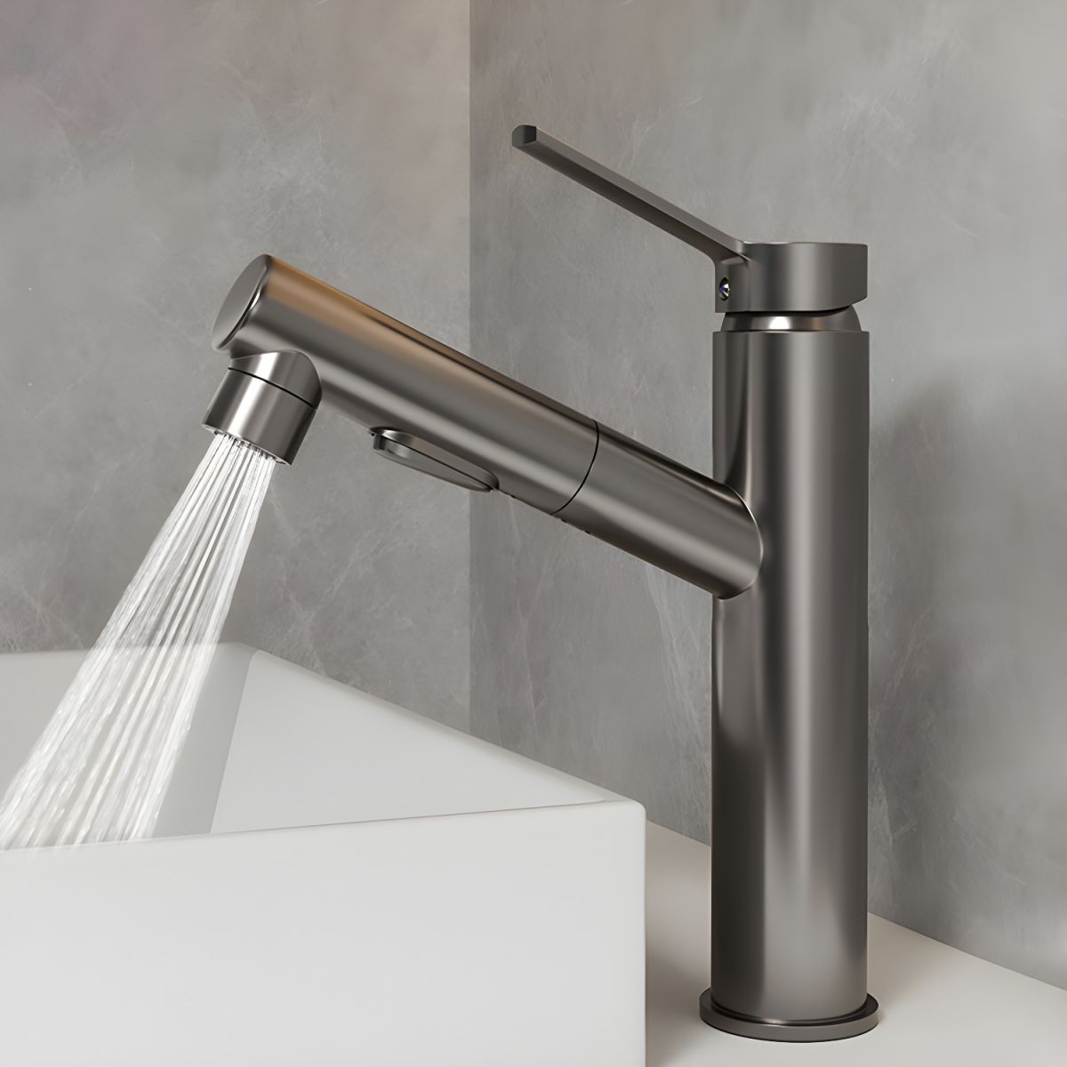 Oksvalah | Modern Geometric Column Profile Bathroom Sink Tap