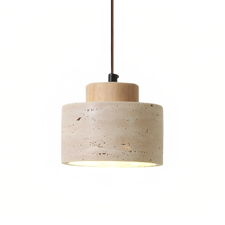 Lithos | Minimalist Cylinder Travertine Stone Pendant Light