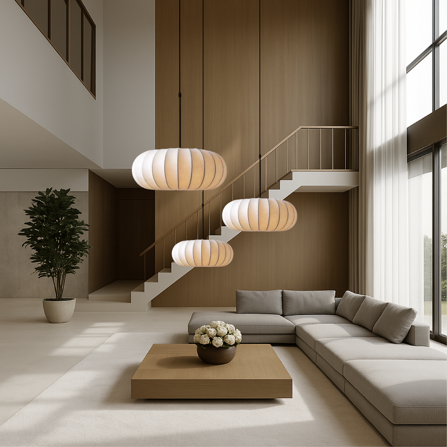 Serica | Wabi Sabi Ribbed Oval Pendant Light