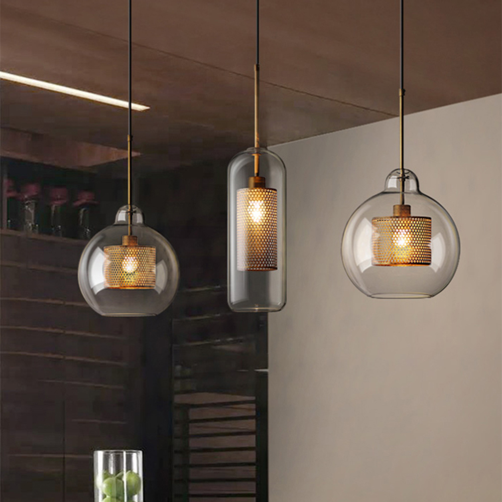 Cylura | Modern Clear Glass And Perforated Inner Lamp Pendant Light