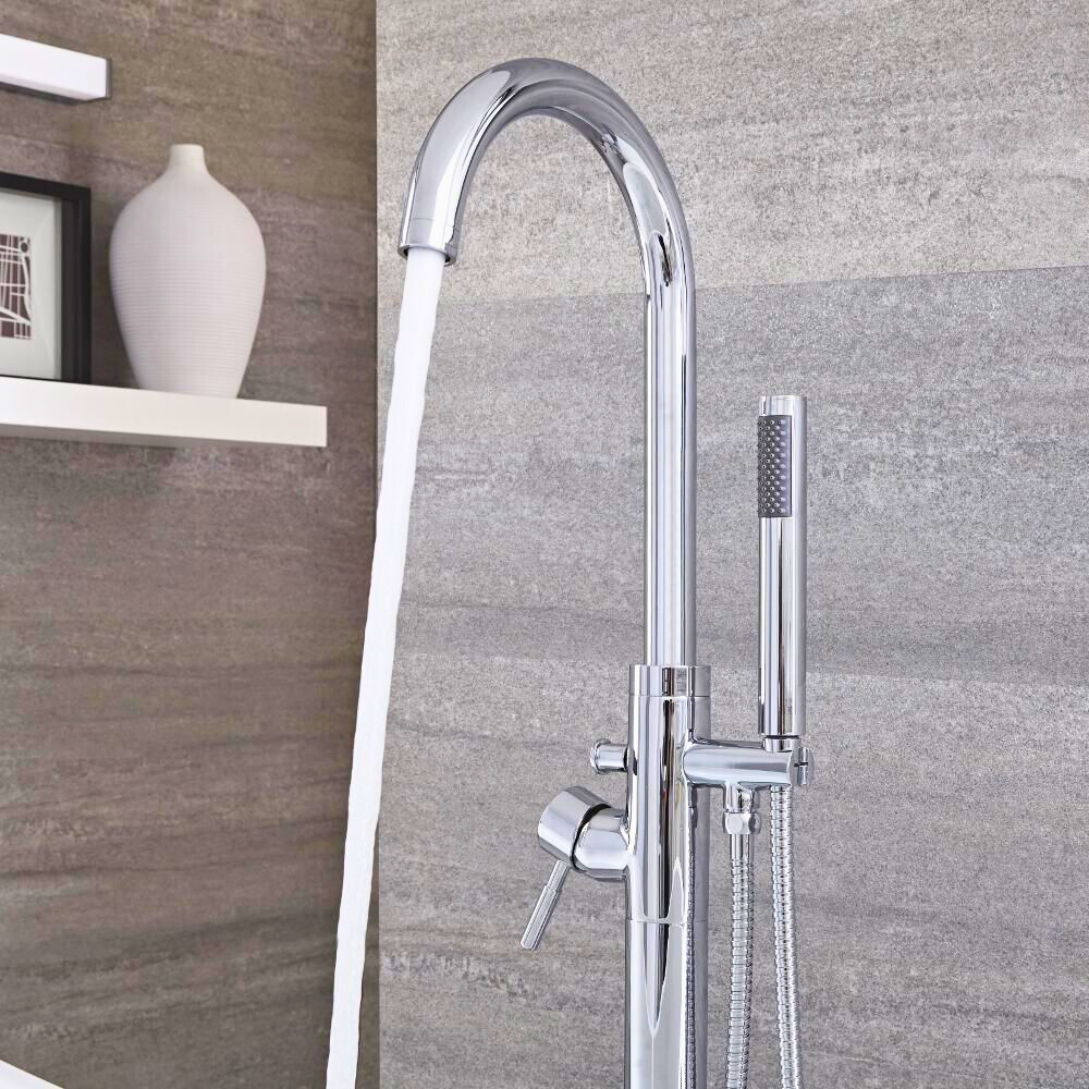 Aquila | Modern Freestanding Shower Mixer Tap with Curved Spout