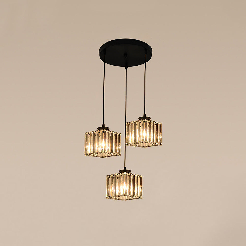 Cubica | Contemporary Multi-Light Metal And Crystal Prism Pendant Light
