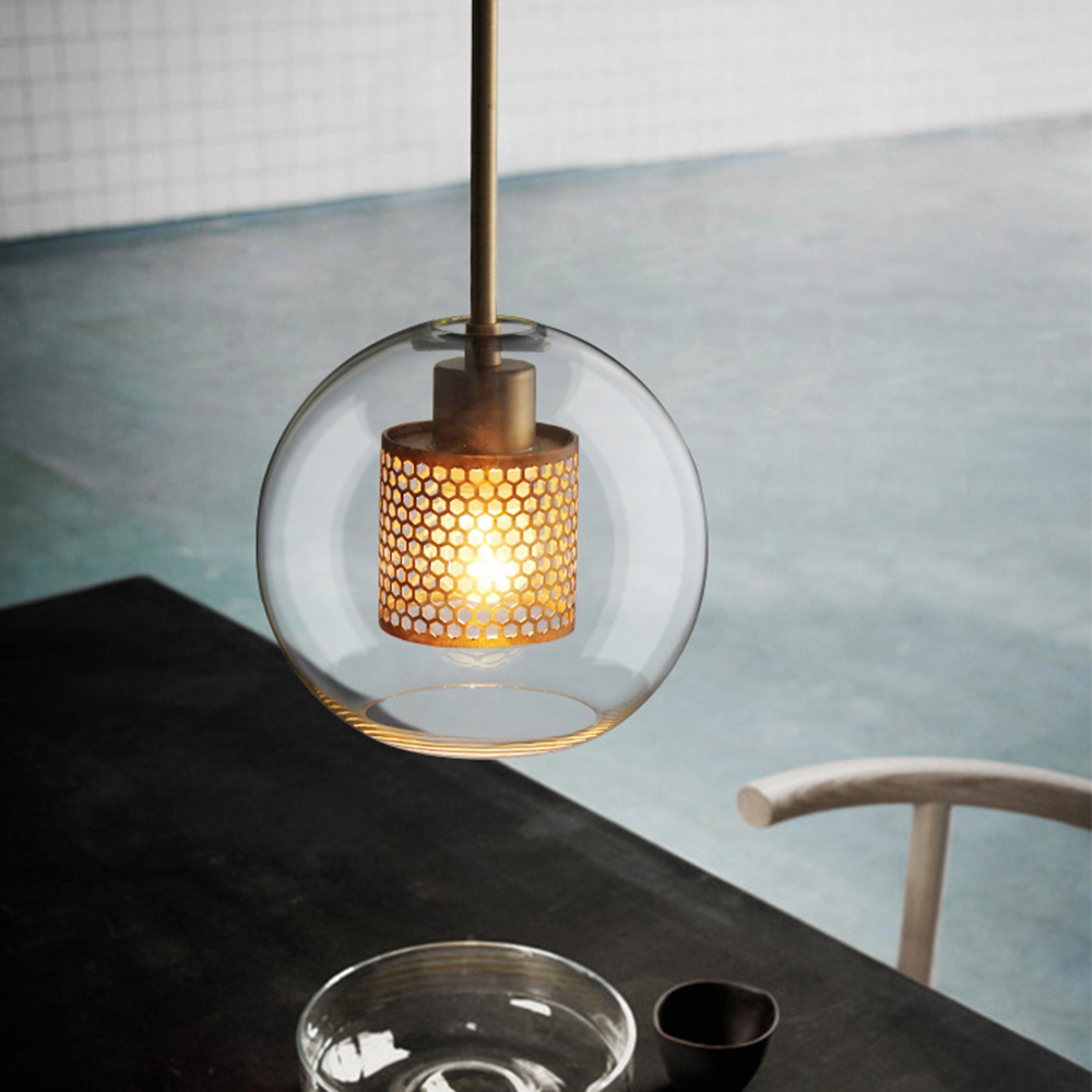 Cylura | Modern Clear Glass And Perforated Inner Lamp Pendant Light