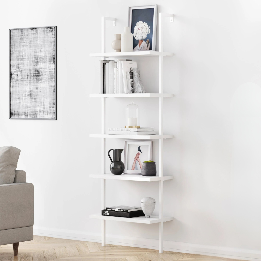Altus | Wall Mounted Ladder Bookshelf with 5 Shelves