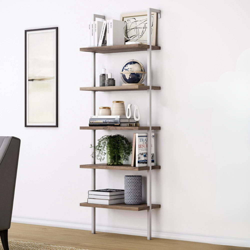 Altus | Wall Mounted Ladder Bookshelf with 5 Shelves
