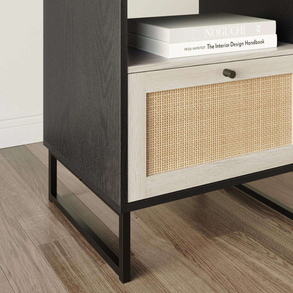 Vesta | Rattan Door Nightstand and End Table with Storage Cabinet