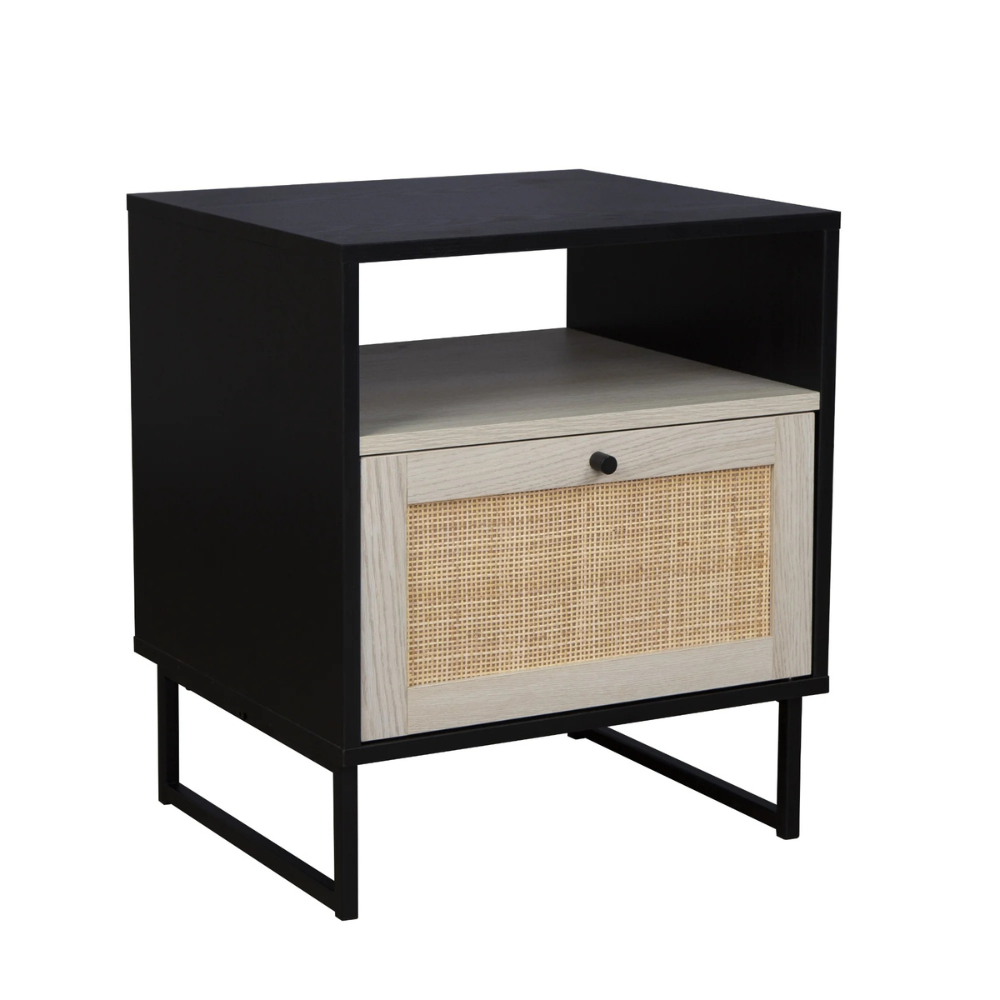 Vesta | Rattan Door Nightstand and End Table with Storage Cabinet