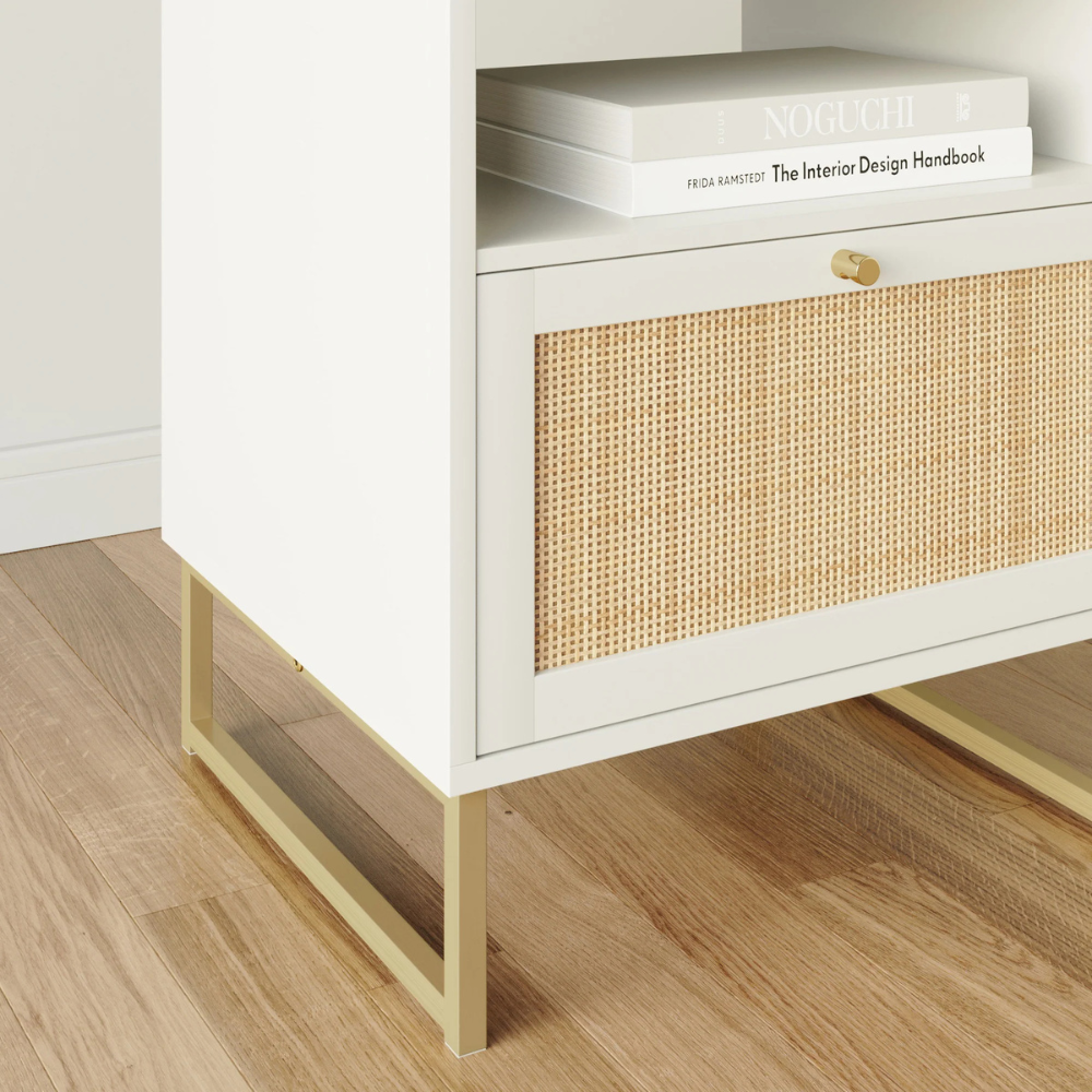Vesta | Rattan Door Nightstand and End Table with Storage Cabinet