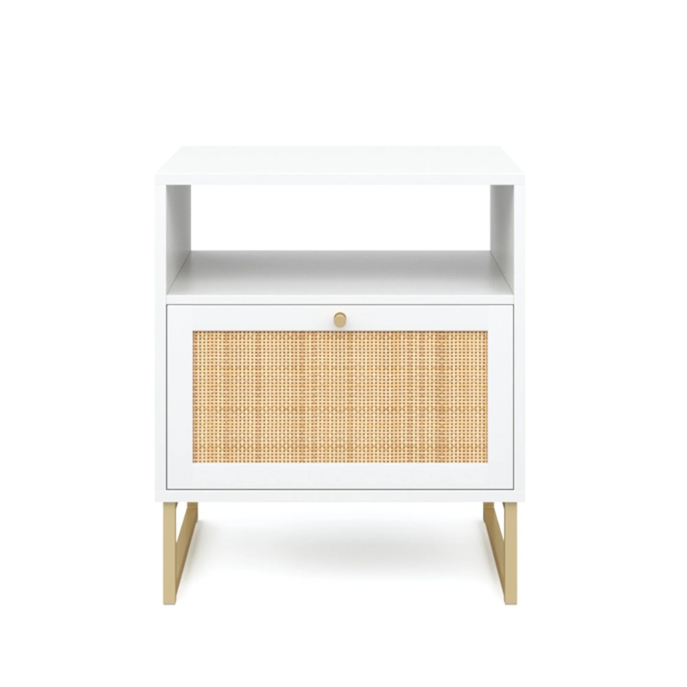 Vesta | Rattan Door Nightstand and End Table with Storage Cabinet