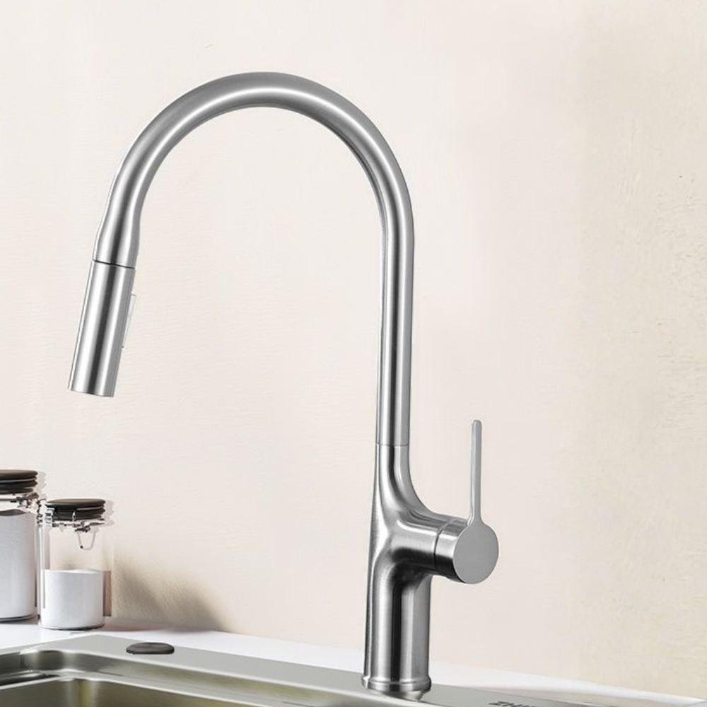 Eldurall | Modern Gooseneck Silhouette Swivel Spout Kitchen Tap